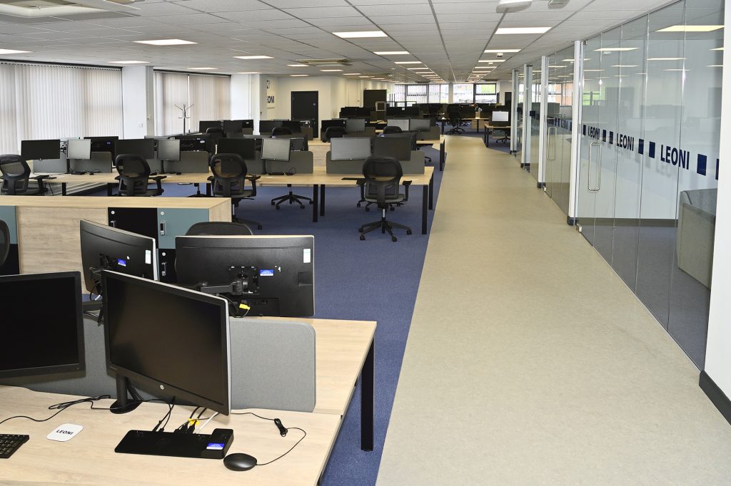 office bench desking with divider screens