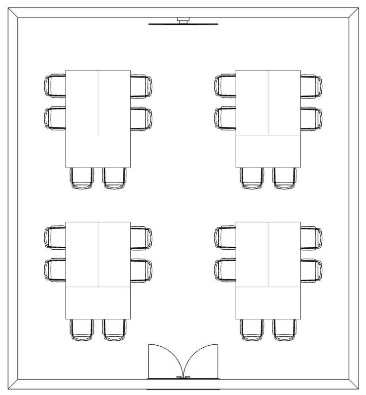 Group shape training room design furniture layout design