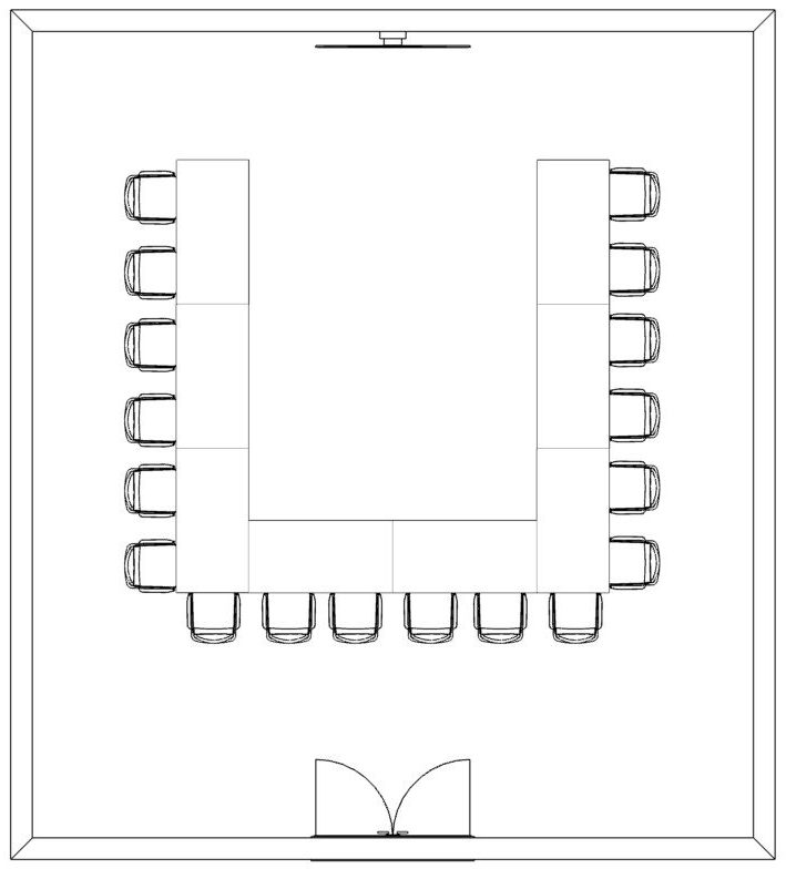 u shape furniture layout design for training room