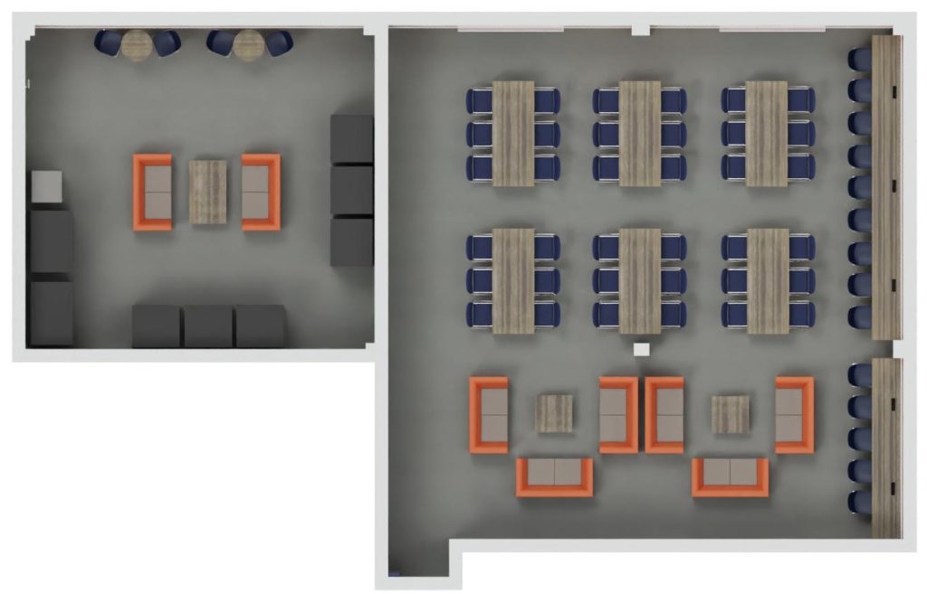 Canteen furniture space planning layout created for Culina Logistics staff dining area in Stafford