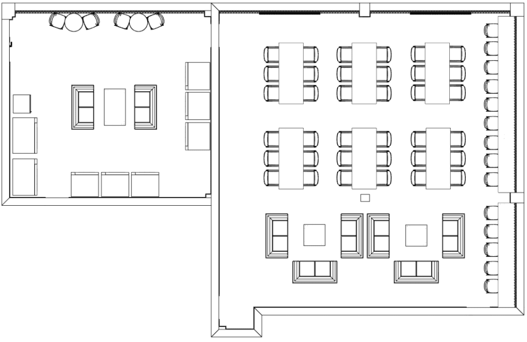 Canteen furniture floorplan design for Culina Logistics logistics company facility in Stafford