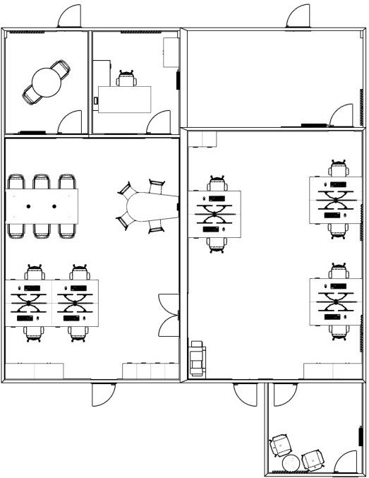 Office furniture floorplan design for Andron Facilities Management office project in Warrington
