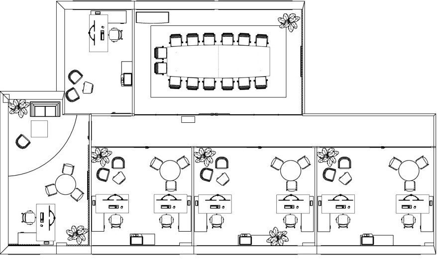 Office furniture space planning layout created for OCU Group office project in Stockport