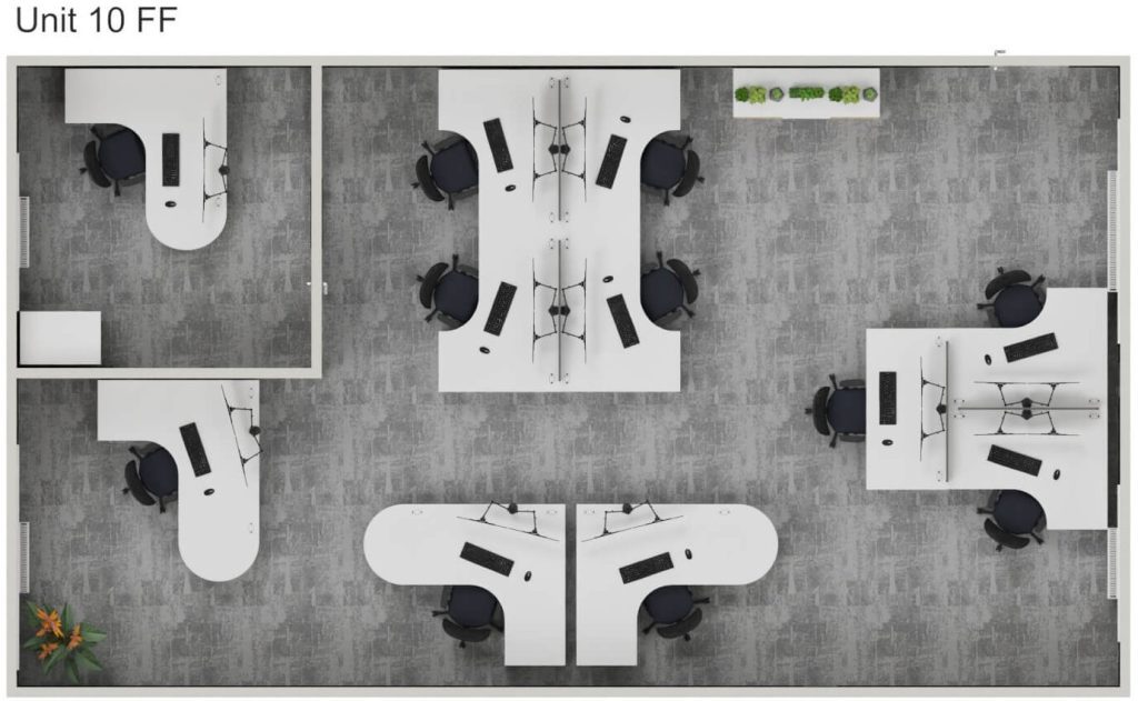 office furniture floorplan on first floor, Unit 10, Alextra Group accountants in Crewe