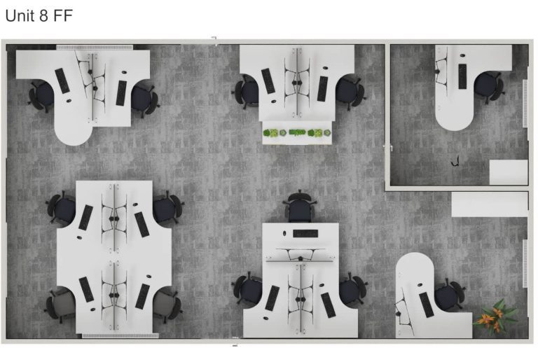 First floor office furniture floorplan at Unit 8, Alextra Group Crewe