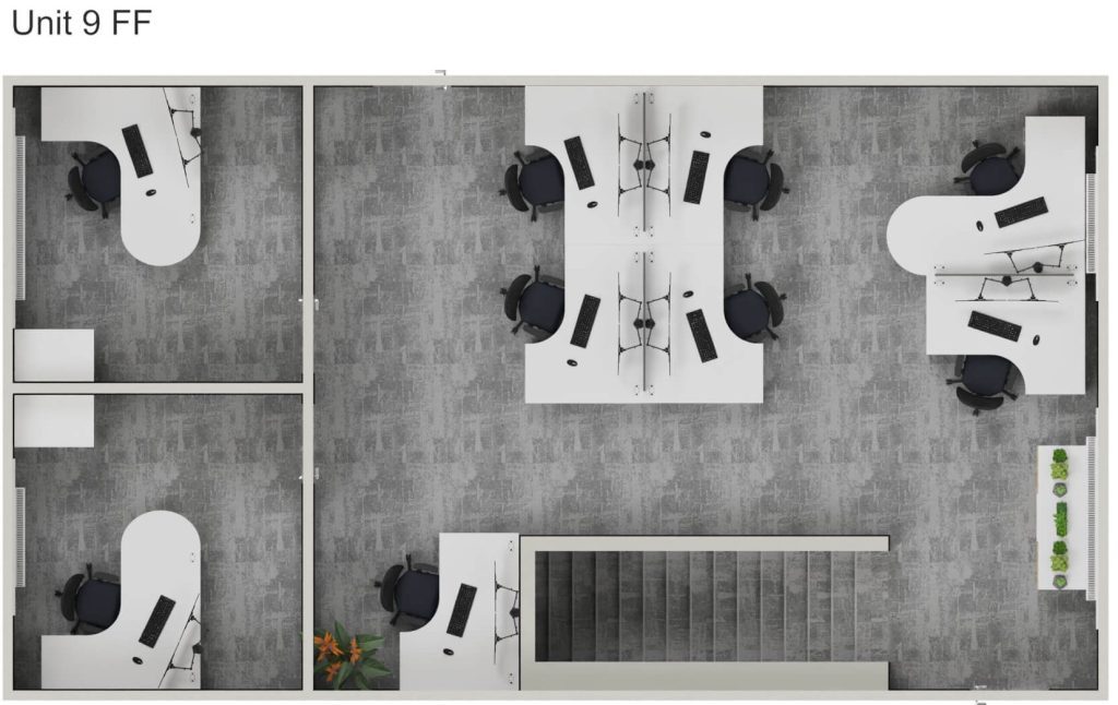 First floor office furniture floorplan at Unit 9, Alextra Group accountants Crewe