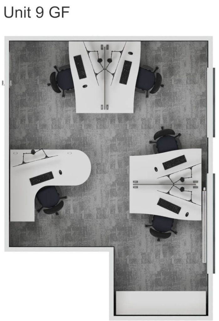 ground floor office furniture space plan at Unit 9, Alextra Group accountants Crewe