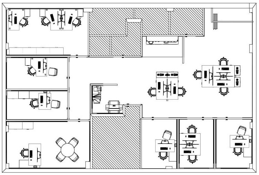 First floor office furniture floorplan created for Multi-Temp Cannock office workspace