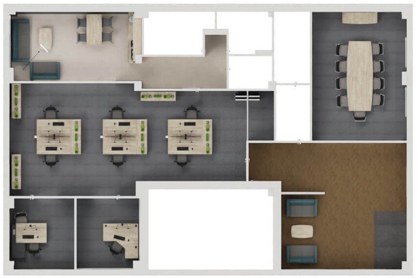 Office furniture spaceplan layout for Multi-Temp air conditioning company ground floor office in Cannock