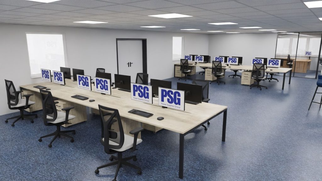 office furniture installed at PSG Power Supplies Group office in Walsall