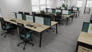Office furniture installation completed in a St Asaph business park workspace near Wrexham