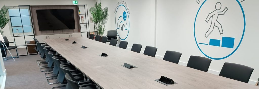 Office furniture installation completed for Audi dealership workspace in Warrington