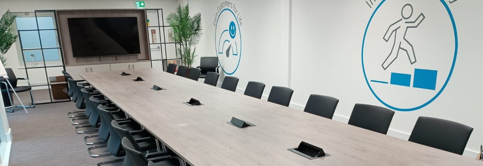 Office furniture installation completed for Audi dealership workspace in Warrington