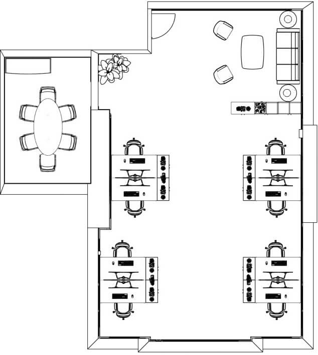 workspace floor plan design for renewable energy company office in Manchester