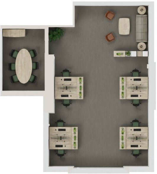 office furniture space planning layout for renewable energy company office in Manchester