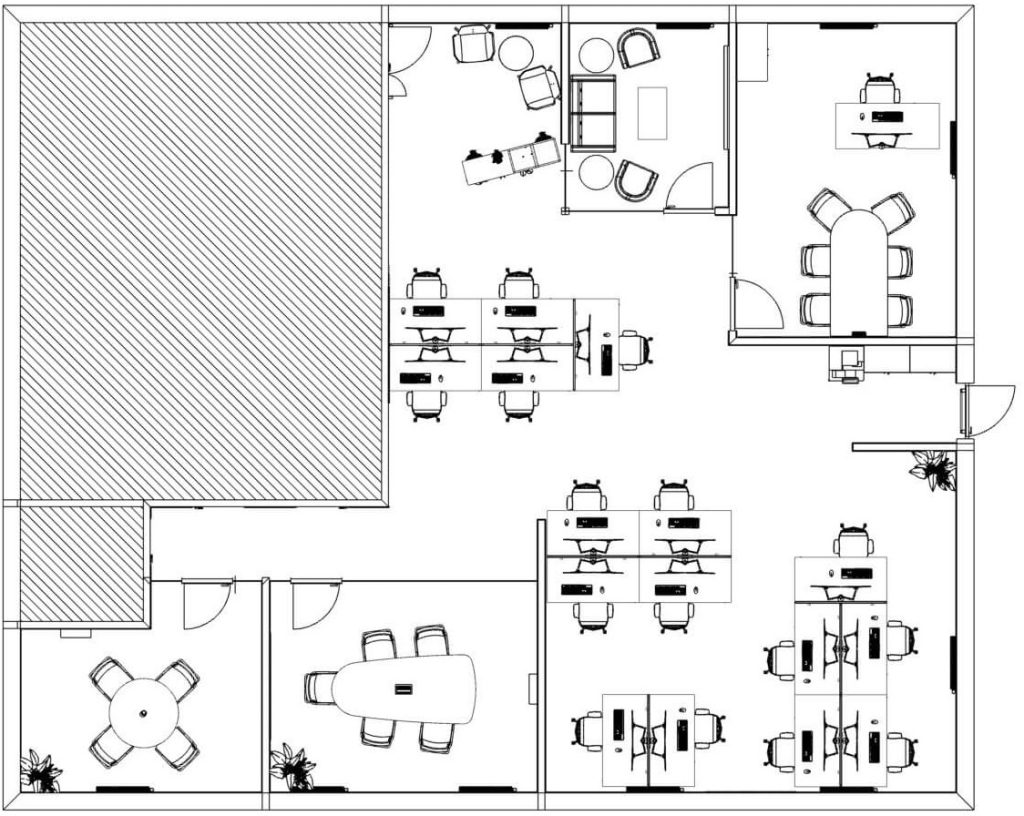 office floor plan design for insolvency business workspace in Stoke-on-Trent