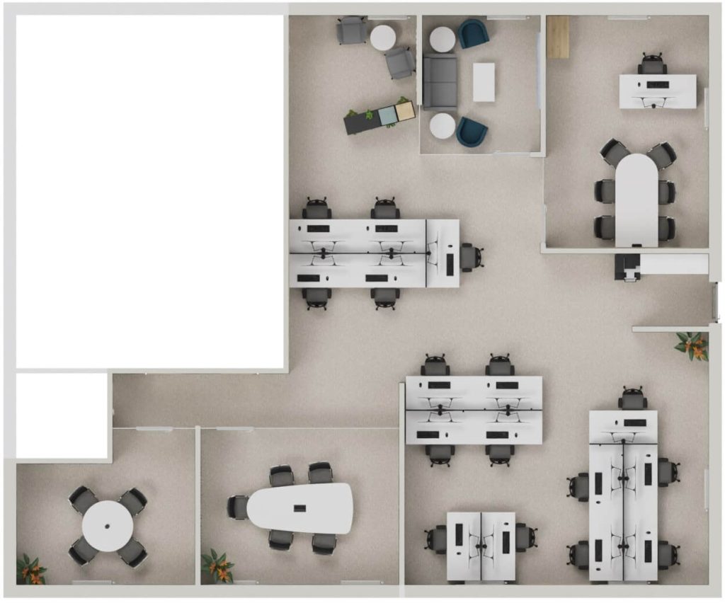 office furniture space planning layout for insolvency practitioners workspace in Stoke-on-Trent